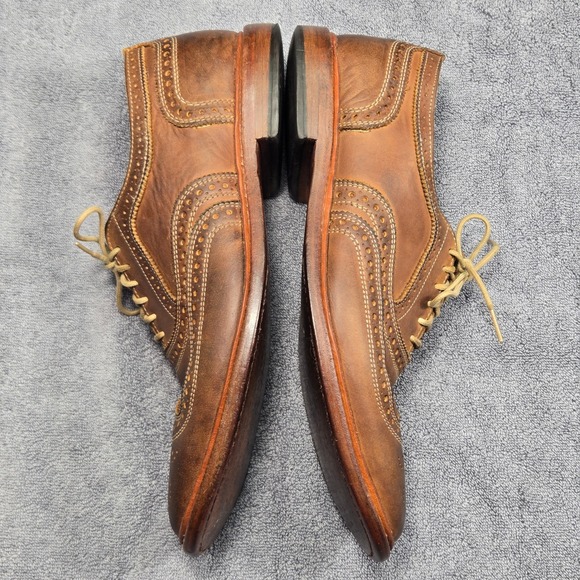 Allen Edmonds Neumok Wingtip Oxford Mens 11 D Brown Brogue Leather Made In USA - Picture 5 of 11
